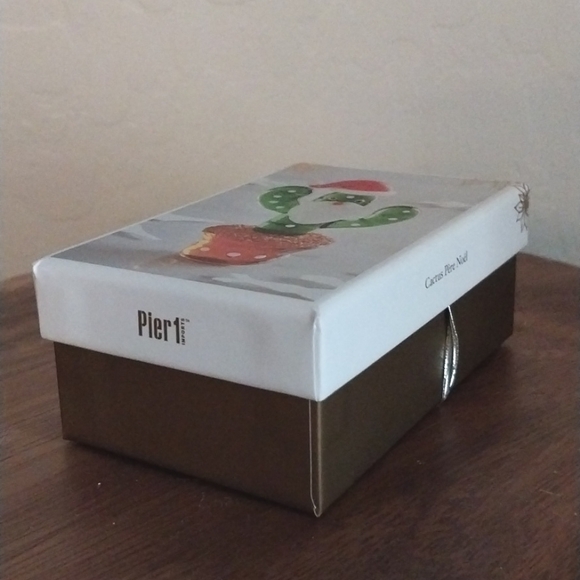 Pier 1 Glass Cactus Santa Free-standing Ornament New In Box - Picture 2 of 8